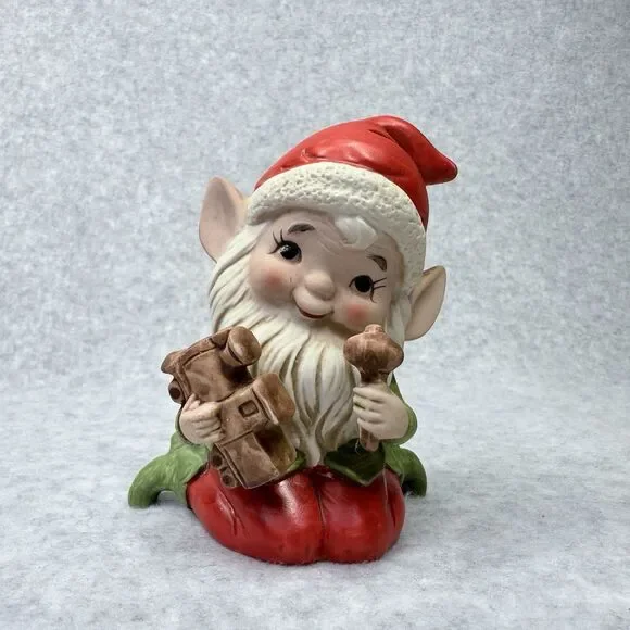 Vtg Homco Figurines Santa Elves Christmas Toy Makers 5406 Set Pixie Gnome - Picture 7 of 16